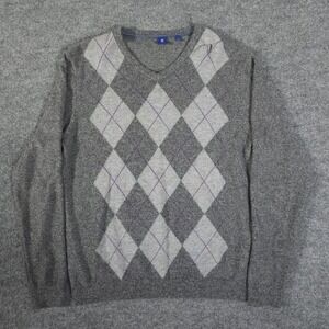 FootJoy 1857 Sweater Mens Large Gray Argyle‎ Cashmere Pullover Golf Preppy